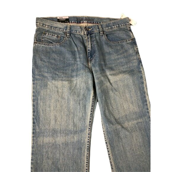 Old Navy Jeans Straight Leg Mens 34x30 Distressed NWT Medium Wash Pants Trousers - Picture 7 of 12